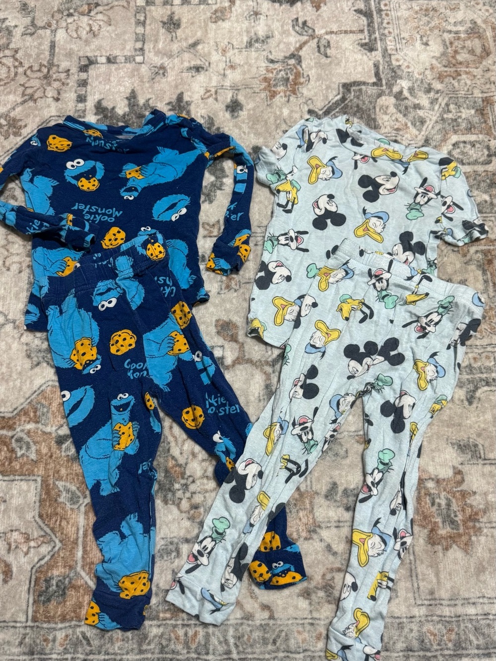 2-Pair Toddler Pj Set – Disney Baby + Sesame Street – 2T cookie monster / mickey